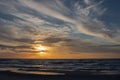 Baltic sea at sunset time, Poland, Leba. Royalty Free Stock Photo